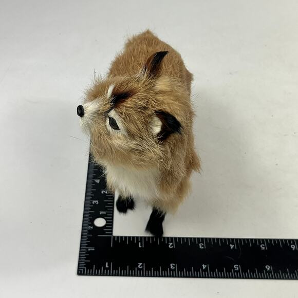 Realistic Fox Fur Covered Animal Figurine Woodland Decor Standing Fox Figure - Picture 8 of 14